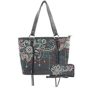 American Bling Purse and Wallet Set Black Southwest